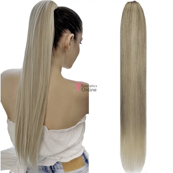 Extensie de par coada dreapta cu cleste 70 cm Blond Mediu Ash Mixt 203318TT88